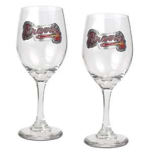  Atlanta Braves 2pc Wine Glass Set   Primary Logo: Sports 