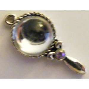  Charms/Girly Things Silver Hand Mirror w/Crystal 