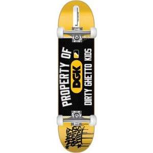  DGK Skateboard: Property Of   8.06 Yellow w/Raw Trucks 