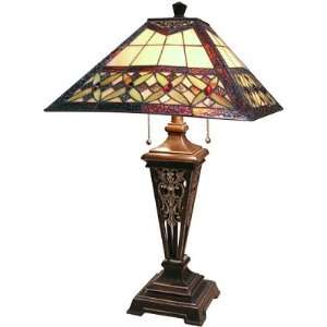  Antique Bronze Tapered Body Tiffany Table Lamp: Home 