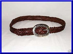 FOSSIL BROWN LEATHER BELT ~ Size S/Small Weave Style  