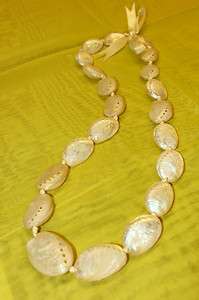   Hawaii Wedding Sea Shell Lei Hula Luau Jewelry Necklace ~ WHITE/CREAM