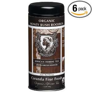   Organic Honey Bush Roobios (Caffeine Free), 3.5 Ounce Tins (Pack of 6