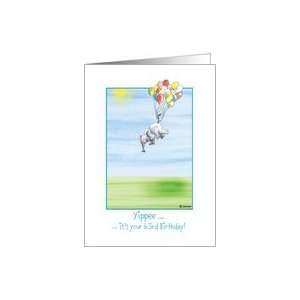   63rd Birthday, cute Elephant flying with balloons Card Toys & Games