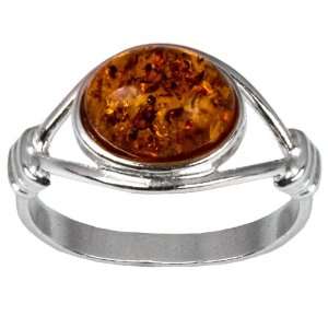 Light Honey Amber Sterling Silver Oval Stone Classic Ring 