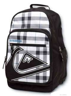Quicksilver Schoolie 2 Black White Plaid Cooler Pocket Backpack Book 