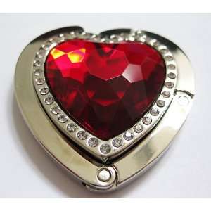  Red Ruby Crystal Heart With Diamonds Foldup Hand Bag Purse 