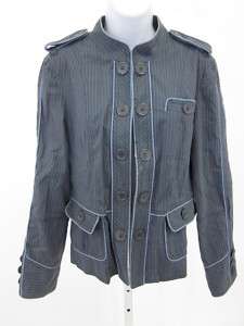 MARC JACOBS Navy Blue Pinstripe Blazer Jacket Sz 12  