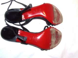 MOSCHINO CHEAP AND CHIC BLACK LEATHER RED FLOWER , HEELS SANDALS 7,5 