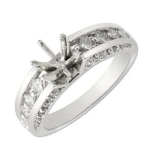   Clarity,GH Color) Six Prong Semi Mount Ring in 14K White Gold.size 6.0