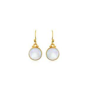  Moonstone Round Drop Earrings in 24 Karat Gold Jewelry