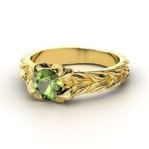   and Thorn Ring, Round Green Tourmaline 14K Yellow Gold Ring Jewelry