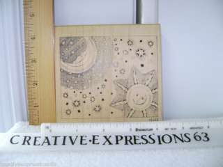 Comotion Celestial Sun, Stars, Moon Rubber Stamp ExCond  