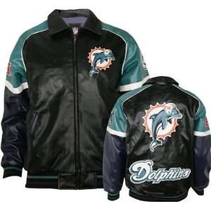    Miami Dolphins Varsity Faux Leather Jacket: Sports & Outdoors