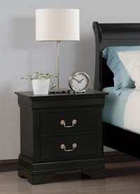 Black Louis Philippe Night Stand With Faux Marble by Cr  