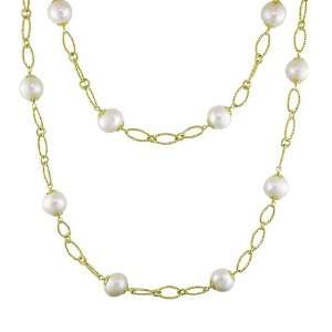   Fresh Water White Pearl Necklace With Lobster Clasp (11 mm) Jewelry