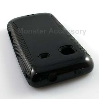 Black Dual Flex Hard Case Gel Cover For Samsung Galaxy Prevail