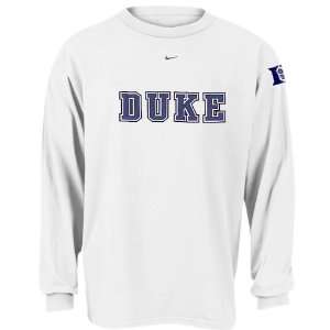  Nike Duke Blue Devils White My School Long Sleeve T shirt 