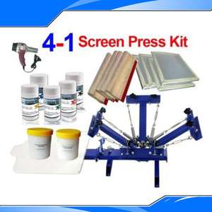 Color 1 Station Silk Screen Printing Press Supply Kit  