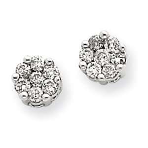 14K White Gold 1/3 ct. Diamond Cluster Earrings: Katarina 
