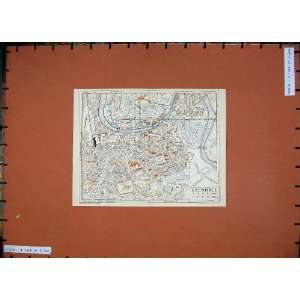  1954 Colour Map France Street Plan Grenoble Isere Verte 