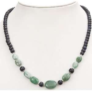 Designer Handcrafted Natural Cabochon Sapphire & Emerald Beaded Single 