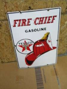   Chief Porcelain Gasoline Motor Oils Pump Sign 1962 Original  