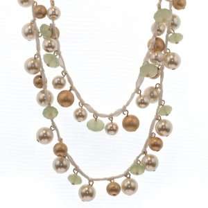  Beaded Pretty Long Necklace in Gold Tone: Jewelry