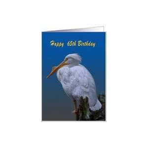    Birthday, 65th, White Pelican at the Pond Card Toys & Games