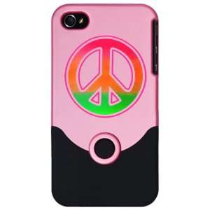  iPhone 4 or 4S Slider Case Pink Neon Peace Symbol 