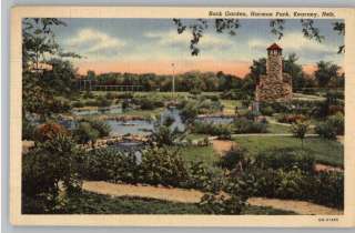 Linen Postcard~Harmon Park Rock Garden~Kearney,Nebraska  
