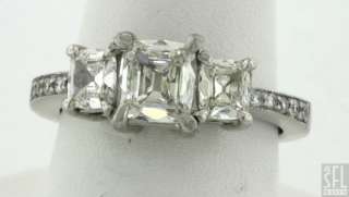 HENRI DAUSSI EGL PLATINUM HEAVY 1.32CT DIAMOND THREE STONE WEDDING 