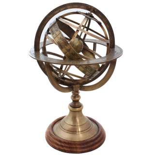 Engraved Brass Tabletop Armillary Nautical Sphere Globe  