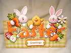 Handmade Greeting Card   3D Over The Top Bunny Easter Wishes