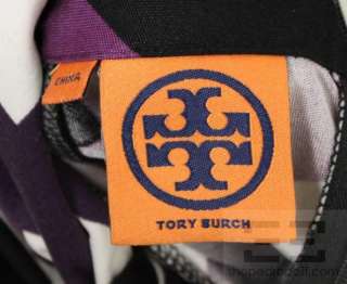   Burch Purple & Black Zig Zag Print Silk Belted Dress Size XS  