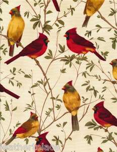 Timeless Treasures ~ CARDINALS RED BIRDS ~ 100% Cotton Quilt Fabric 