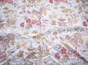 Cream Japanese Themed Fabric/Upholstery Fabric Remnant  