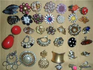 SINGLE, FEW PAIRS CLIP & SCREW BACK EARRINGS, ALL BACKS PRESENT AND 