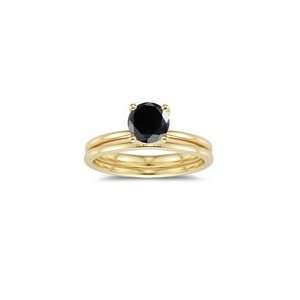  0.97 1.29 Cts Black Diamond Engagement & Wedding Ring Set 