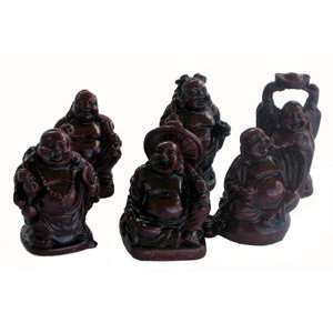  Tibetan Happy Buddha Statues Set of Six Resin Buddhas 