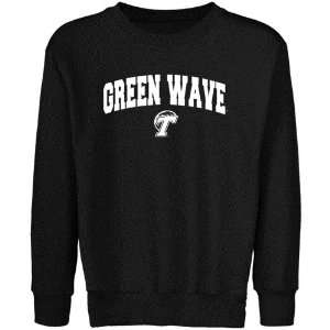  NCAA Tulane Green Wave Youth Black Logo Arch Crew Neck 
