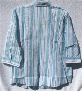 CJ Banks Turquoise and White 2 n 1 Stretch Blouse  