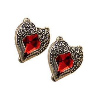  Vintage jewelry gemstone heart love stud earrings Angel 