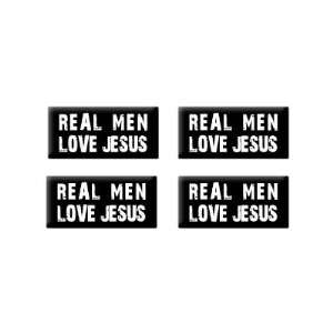 Real Men Love Jesus   3D Domed Set of 4 Stickers 