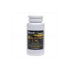  Mason Natural Melatonin, 3mg with Vitamin B 6, Tablets, 60 