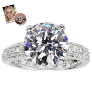 Britney Spears Engagement Ring with Pave Band   Round Cut 