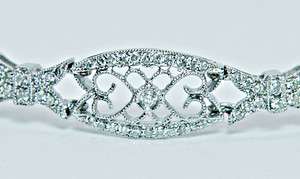   50ct Diamond Filigree Bracelet 18K White Gold Estate Jewelry  