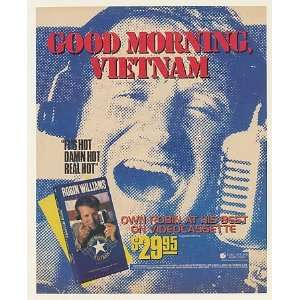  1988 Robin Williams Good Morning Vietnam Video Print Ad 
