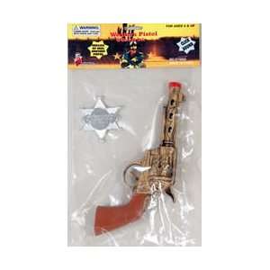  Antique Look 9in Gold Cowboy Gun & Badge Set Toys & Games