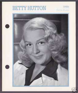 BETTY HUTTON Atlas Movie Star PICTURE BIOGRAPHY CARD  